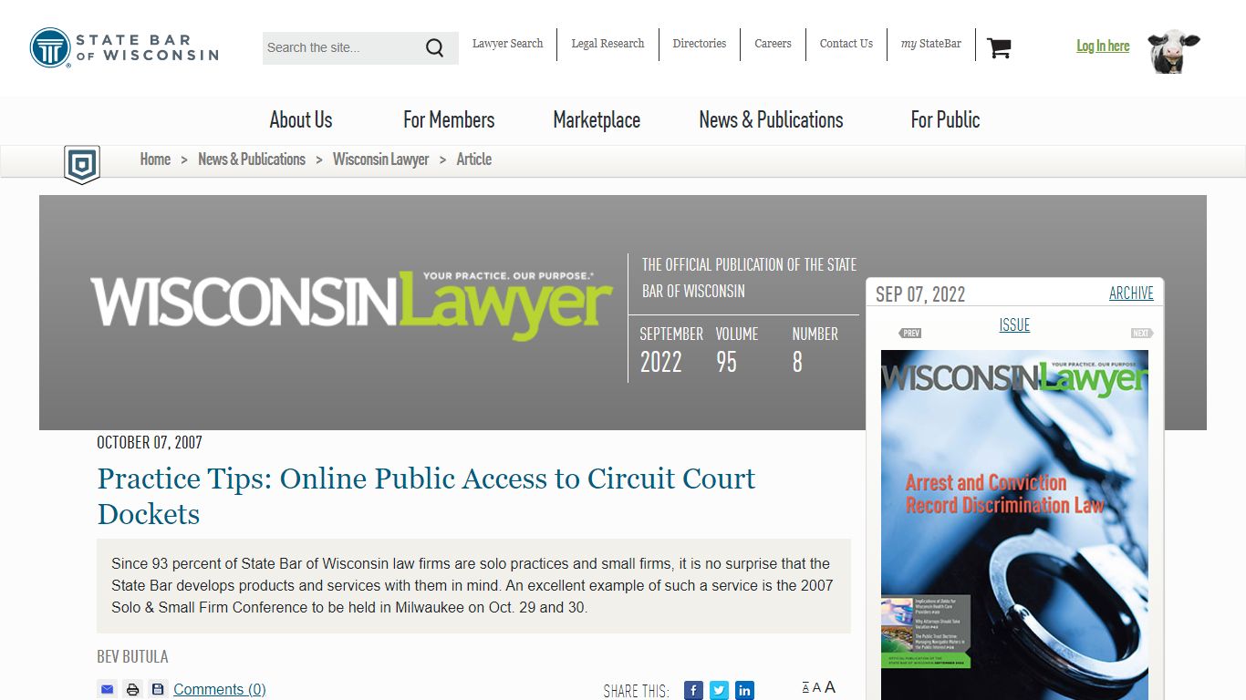 Wisconsin Lawyer: Practice Tips: Online Public Access to Circuit Court ...